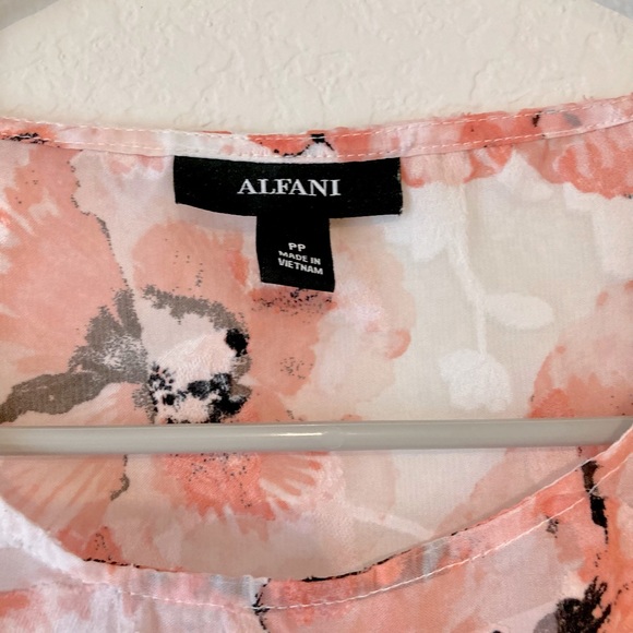 Alfani Womens Printed Bubble-Hem Pink Hazy 3/4 Sleeve Top - Picture 3 of 4